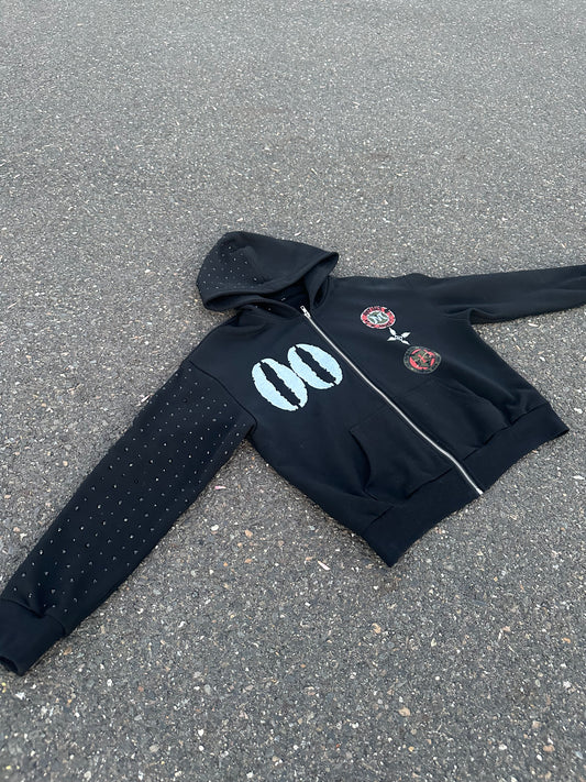 “00” Rhinestone Zip Up